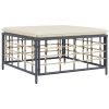 Fotpall med dyna för trädgården beige konstrotting vidaXL – miniatyr 2