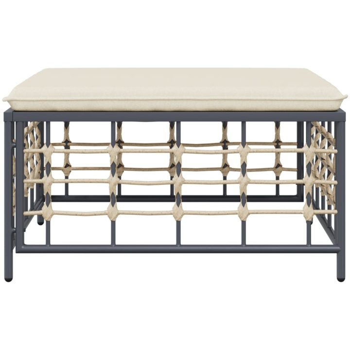Fotpall med dyna för trädgården beige konstrotting vidaXL – bild 3