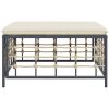 Fotpall med dyna för trädgården beige konstrotting vidaXL – miniatyr 4