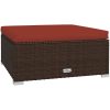 Fotpall med dyna för trädgården brun 70x70x30 cm konstrotting vidaXL – miniatyr 2