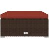 Fotpall med dyna för trädgården brun 70x70x30 cm konstrotting vidaXL – miniatyr 3