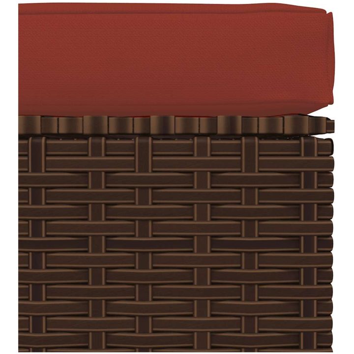 Fotpall med dyna för trädgården brun 70x70x30 cm konstrotting vidaXL – bild 4