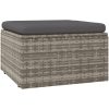Fotpall med dyna för trädgården grå 55x55x30 cm konstrotting vidaXL – miniatyr 2