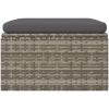 Fotpall med dyna för trädgården grå 55x55x30 cm konstrotting vidaXL – miniatyr 4