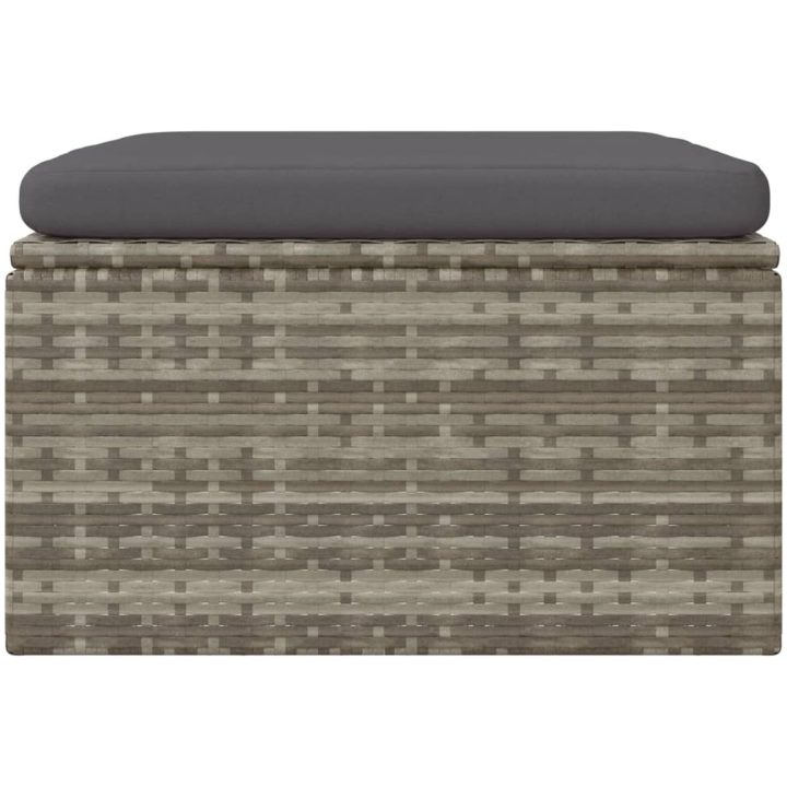 Fotpall med dyna för trädgården grå 55x55x30 cm konstrotting vidaXL – bild 4