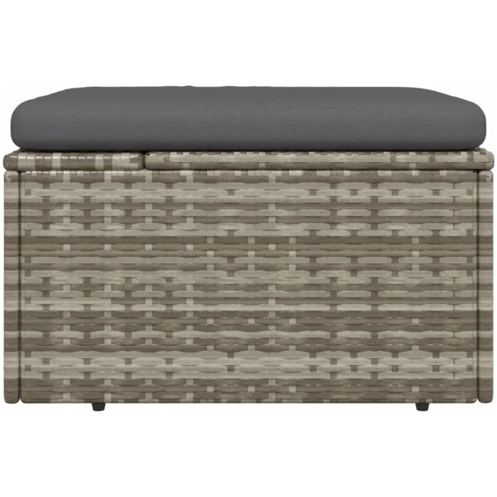 Fotpall med dyna för trädgården grå 55x55x30 cm konstrotting vidaXL – bild 5