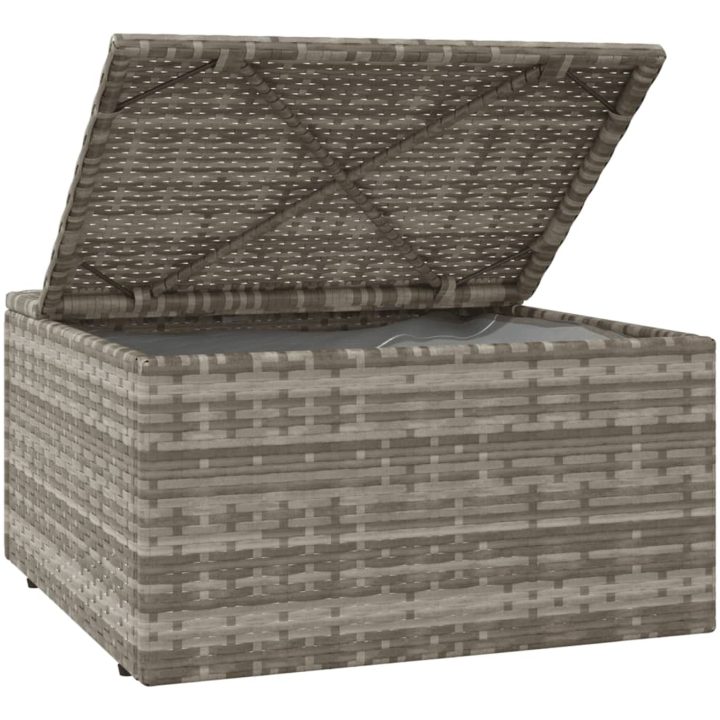 Fotpall med dyna för trädgården grå 55x55x30 cm konstrotting vidaXL – bild 6