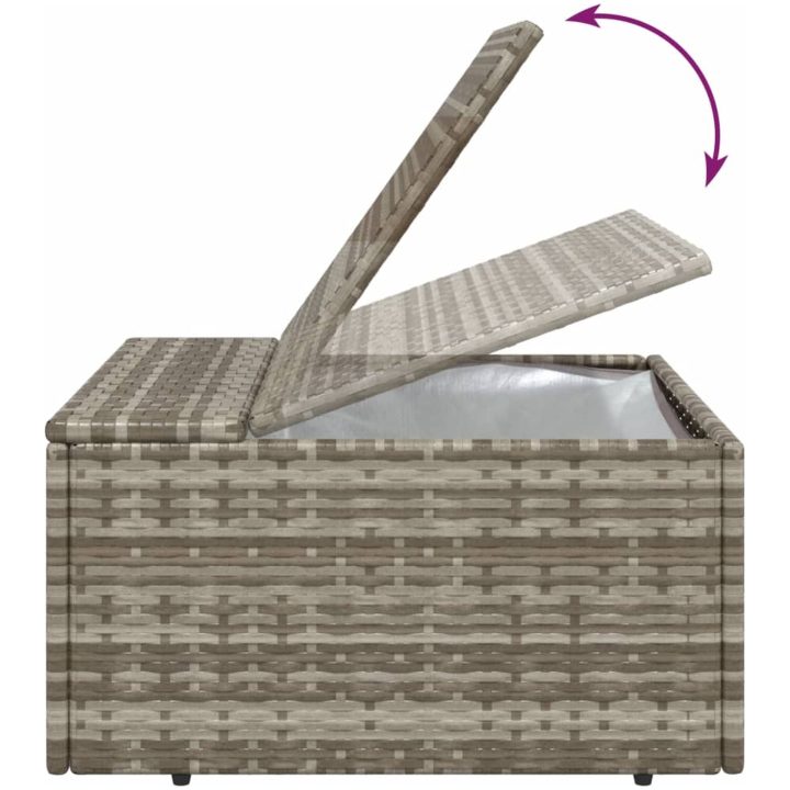 Fotpall med dyna för trädgården grå 55x55x30 cm konstrotting vidaXL – bild 7