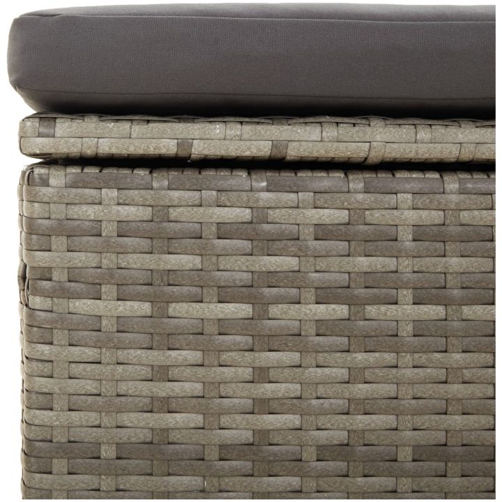 Fotpall med dyna för trädgården grå 55x55x30 cm konstrotting vidaXL – bild 8