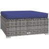 Fotpall med dyna för trädgården grå 70x70x30 cm konstrotting vidaXL – miniatyr 2