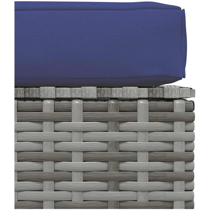 Fotpall med dyna för trädgården grå 70x70x30 cm konstrotting vidaXL – bild 4