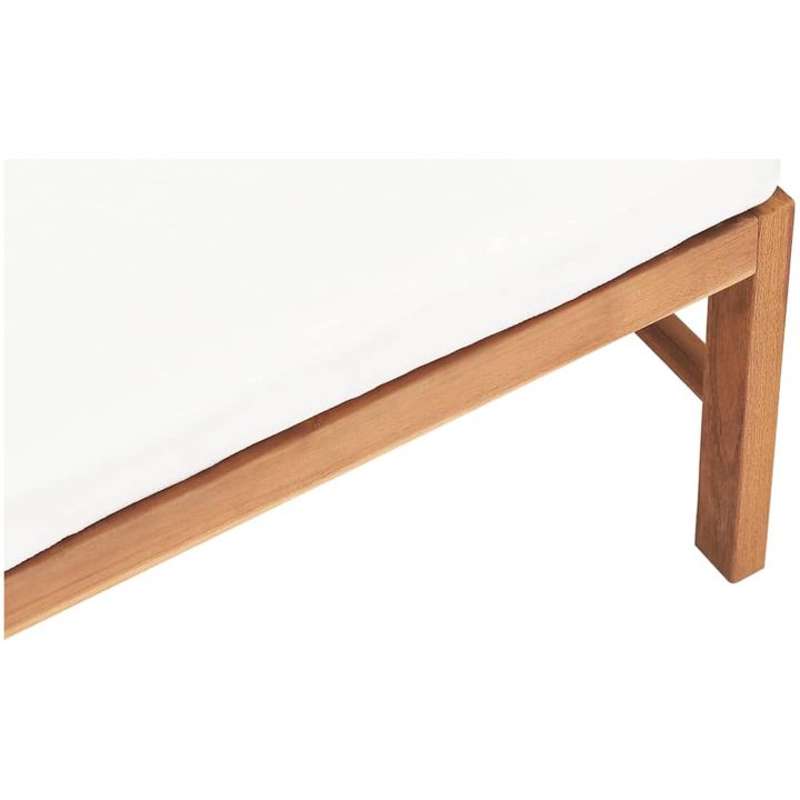 Fotpall med gräddvit dyna massiv teak vidaXL – bild 4