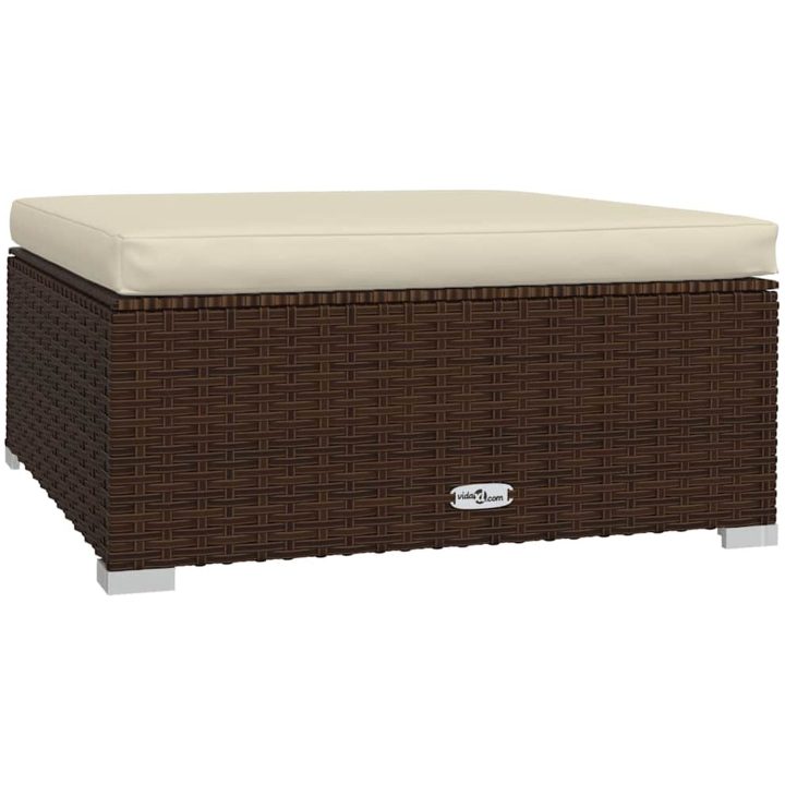 Fotpall till modulsoffa med dyna konstrotting brun 70x70x30 cm vidaXL – bild 2
