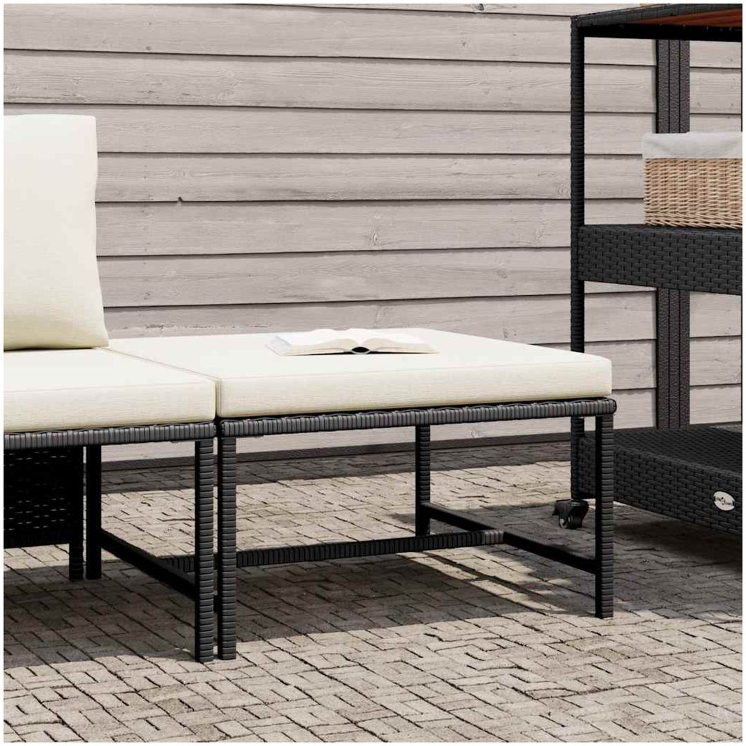 Fotpall till modulsoffa med dyna svart konstrotting vidaXL – bild 2