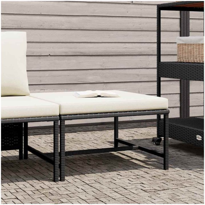 Fotpall till modulsoffa med dyna svart konstrotting vidaXL – bild 2