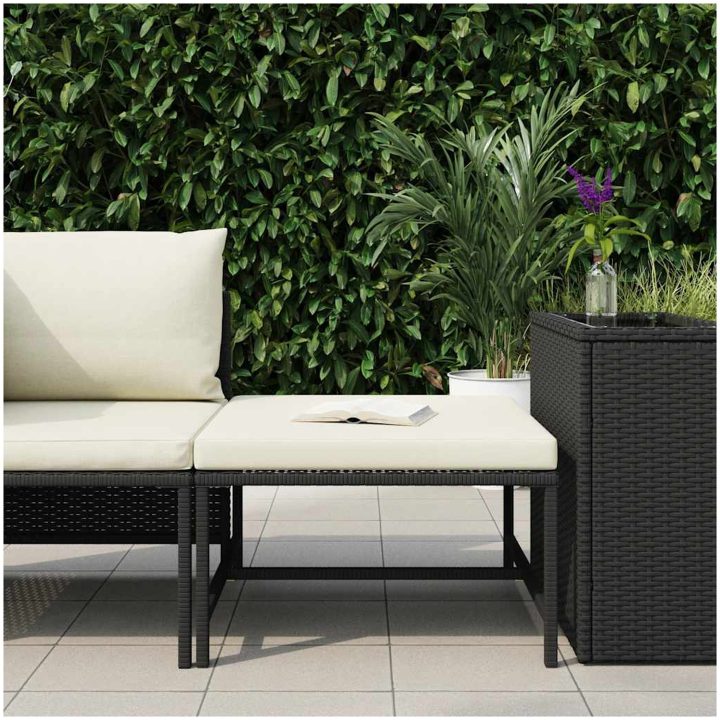 Fotpall till modulsoffa med dyna svart konstrotting vidaXL – bild 3