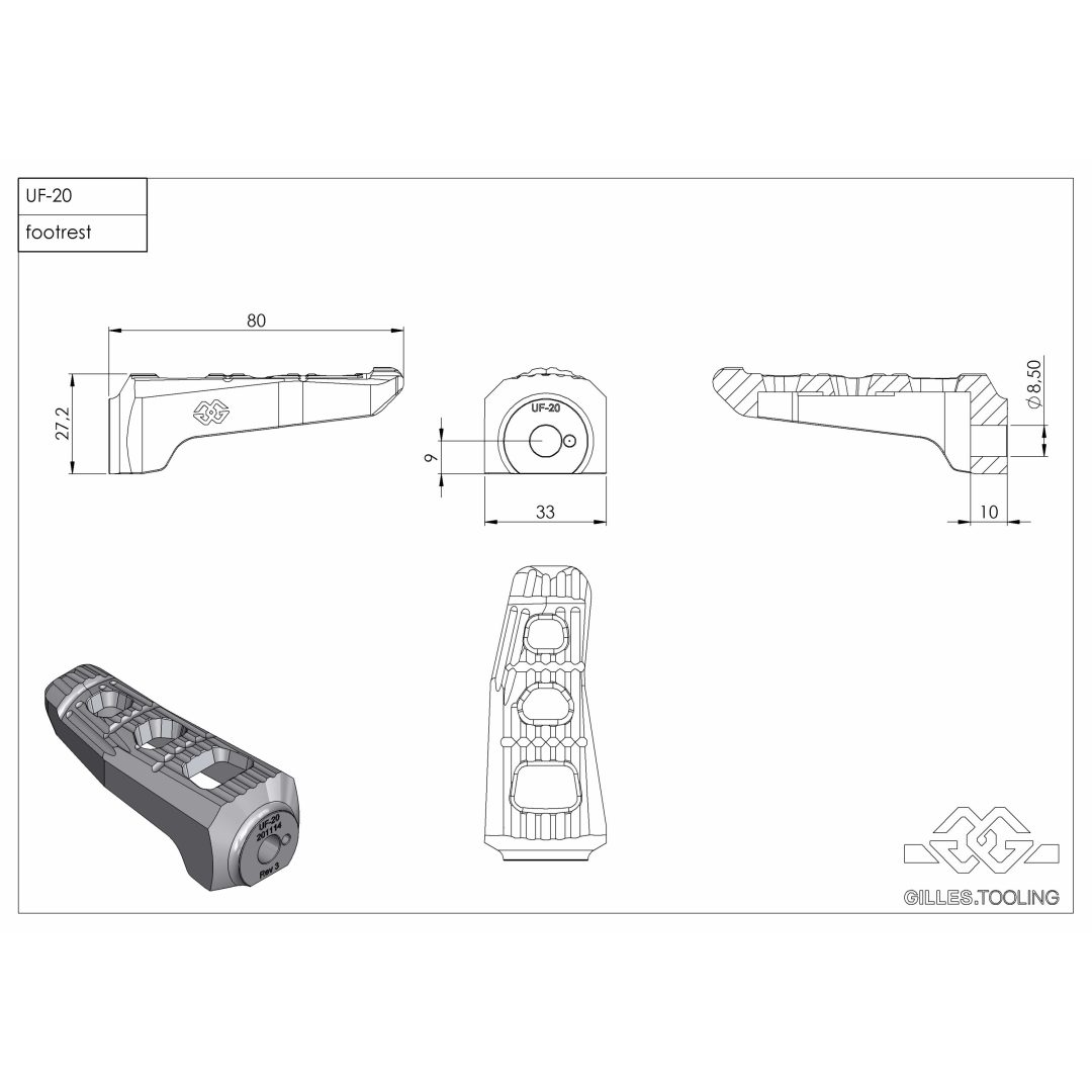 Fotpinnar UF20 Aluminium GILLES TOOLING – bild 6