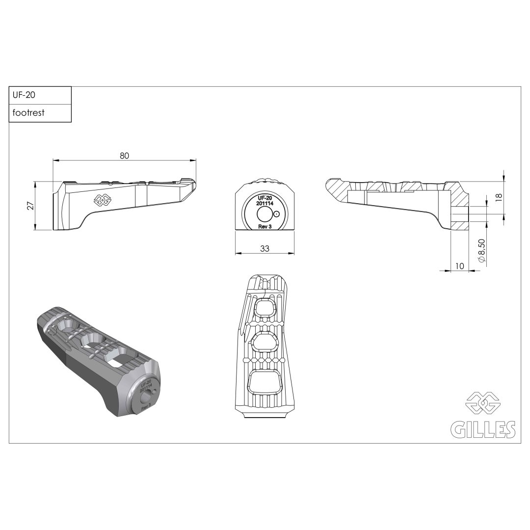 Fotpinne Uf20 Svart GILLES TOOLING – bild 2