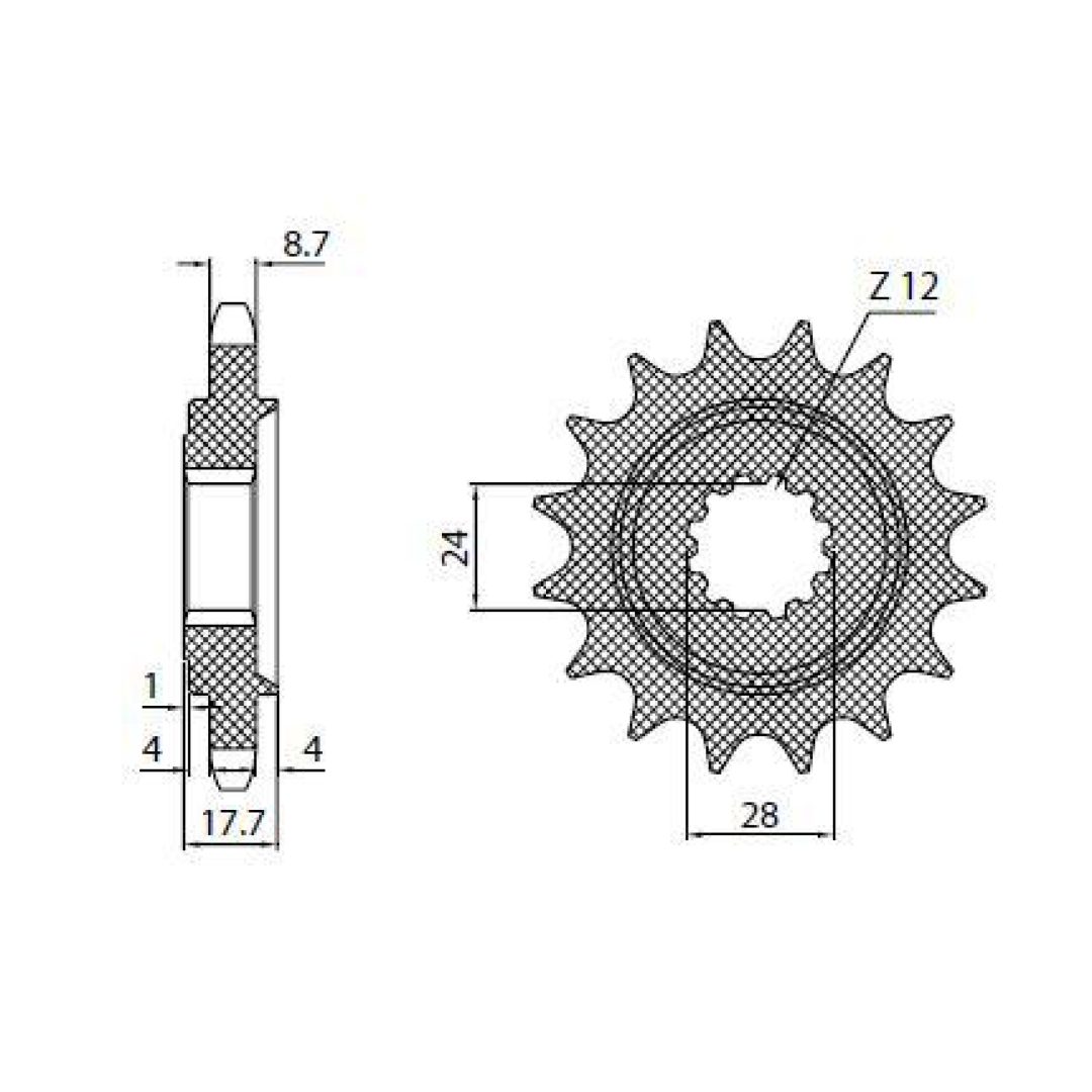 Framdrev 530 Powerdrive Stål SUNSTAR 17