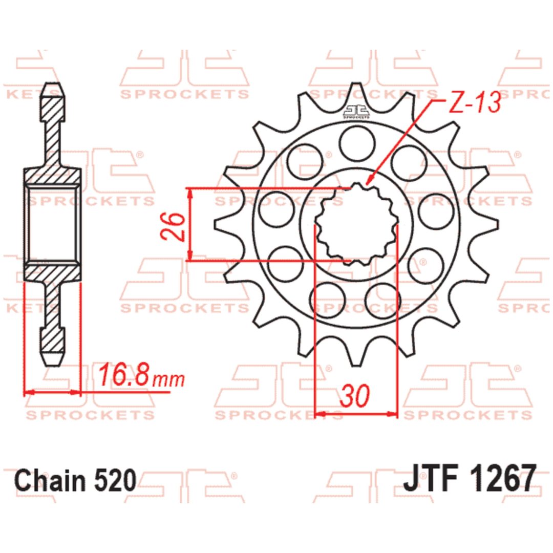 Framdrev Bullerfri 1267 Stål JT SPROCKETS