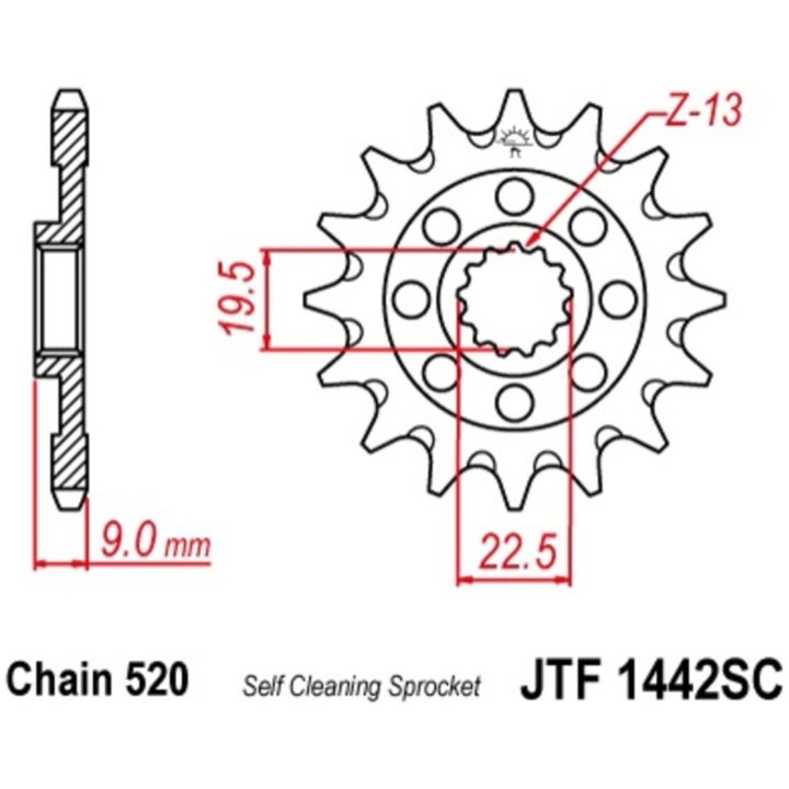 Framdrev Självrensande JT 13 kugg – bild 2