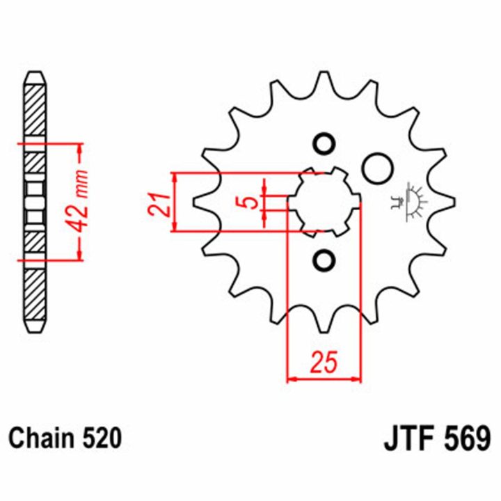Framdrev Stål JT 10 Kugg / 520 – bild 2