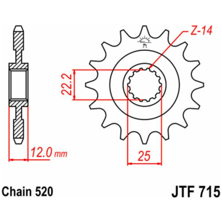 Framdrev Stål JT 12 kugg / 520 – bild 3