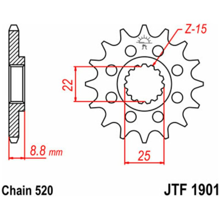 Framdrev Stål JT 12 Kugg / 520 – bild 3