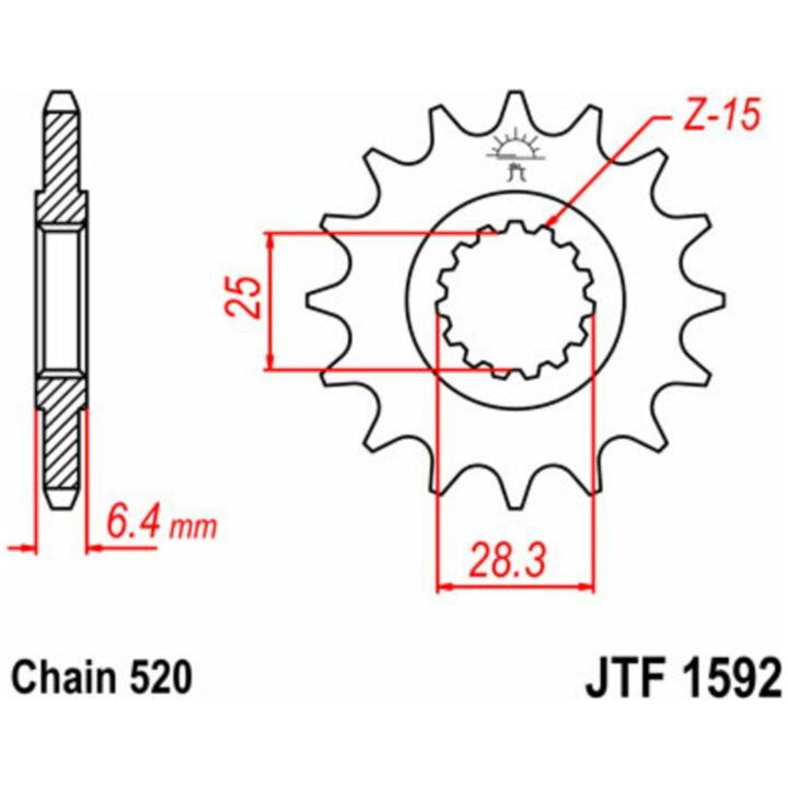 Framdrev Stål JT 13 Kugg / 520 – bild 3