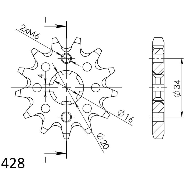 Framdrev Stål JT 14 kugg - 428 – bild 2