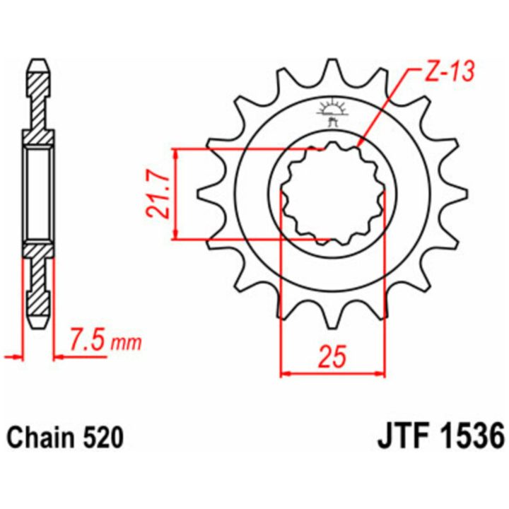 Framdrev Stål JT 14 Kugg / 520 – bild 3