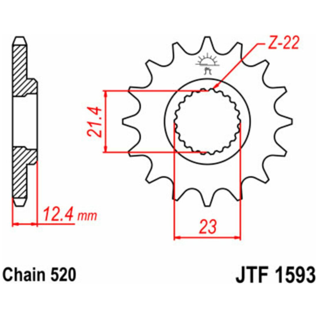 Framdrev Stål JT 14 Kugg / 520 – bild 3