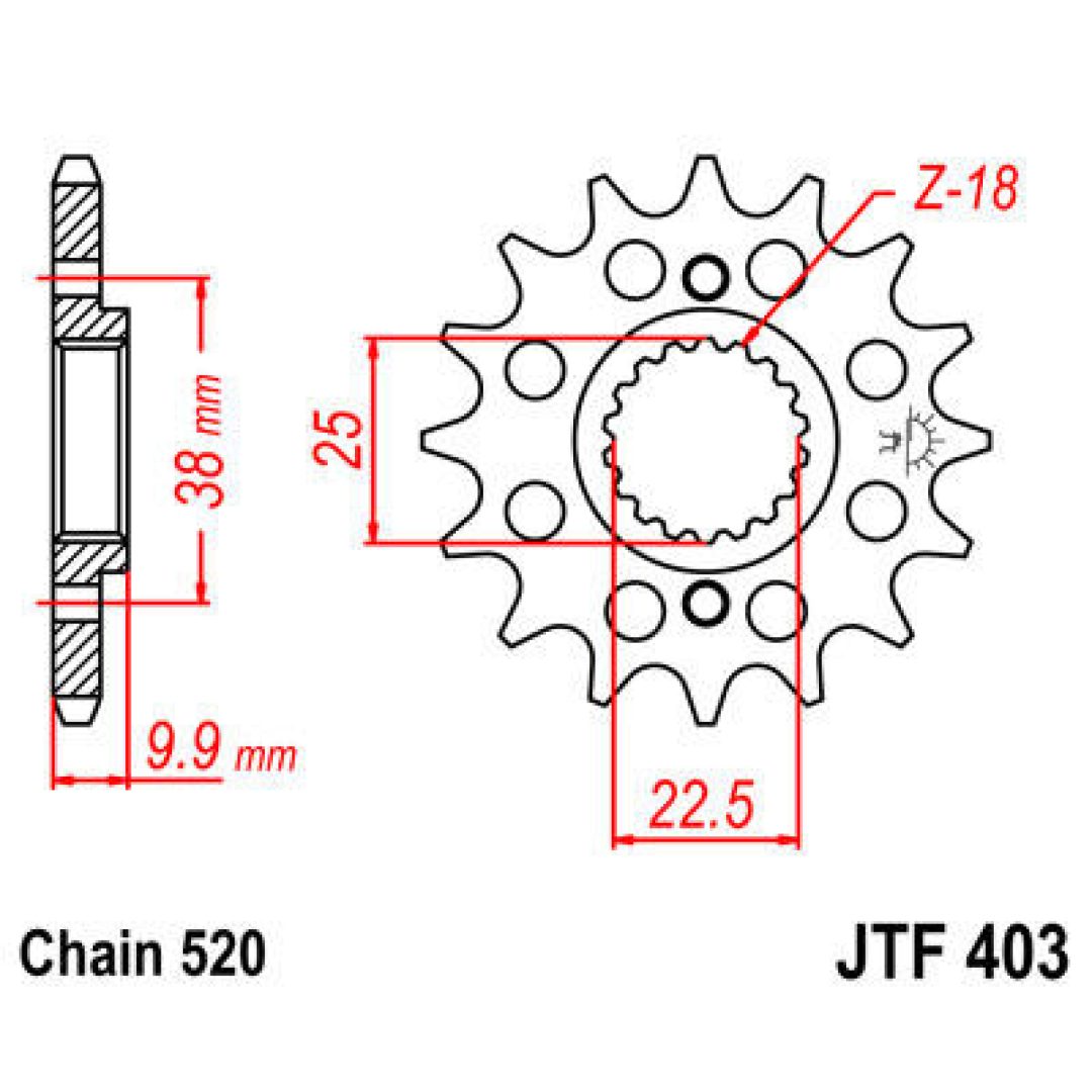 Framdrev Stål JT 14 Kugg / 520 – bild 2
