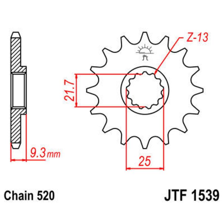 Framdrev Stål JT 14 Kugg 520 – bild 2