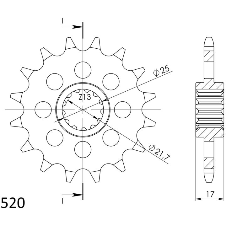 Framdrev Stål JT 15 Kugg / 520 – bild 2