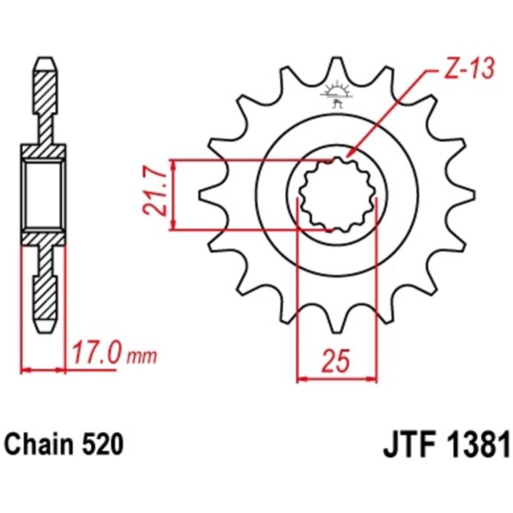 Framdrev Stål JT 15 Kugg / 520 – bild 3