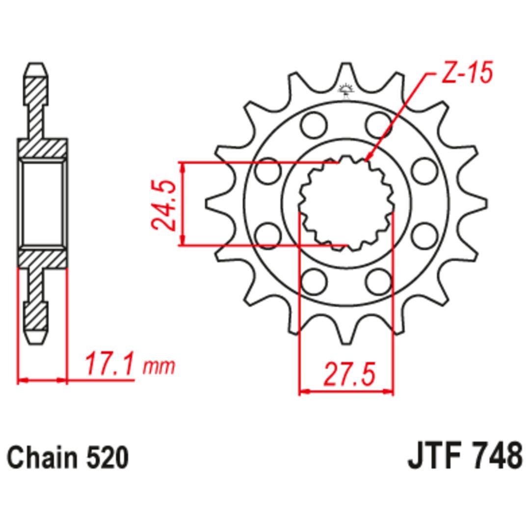 Framdrev Stål JT 15 kugg / 520 – bild 3