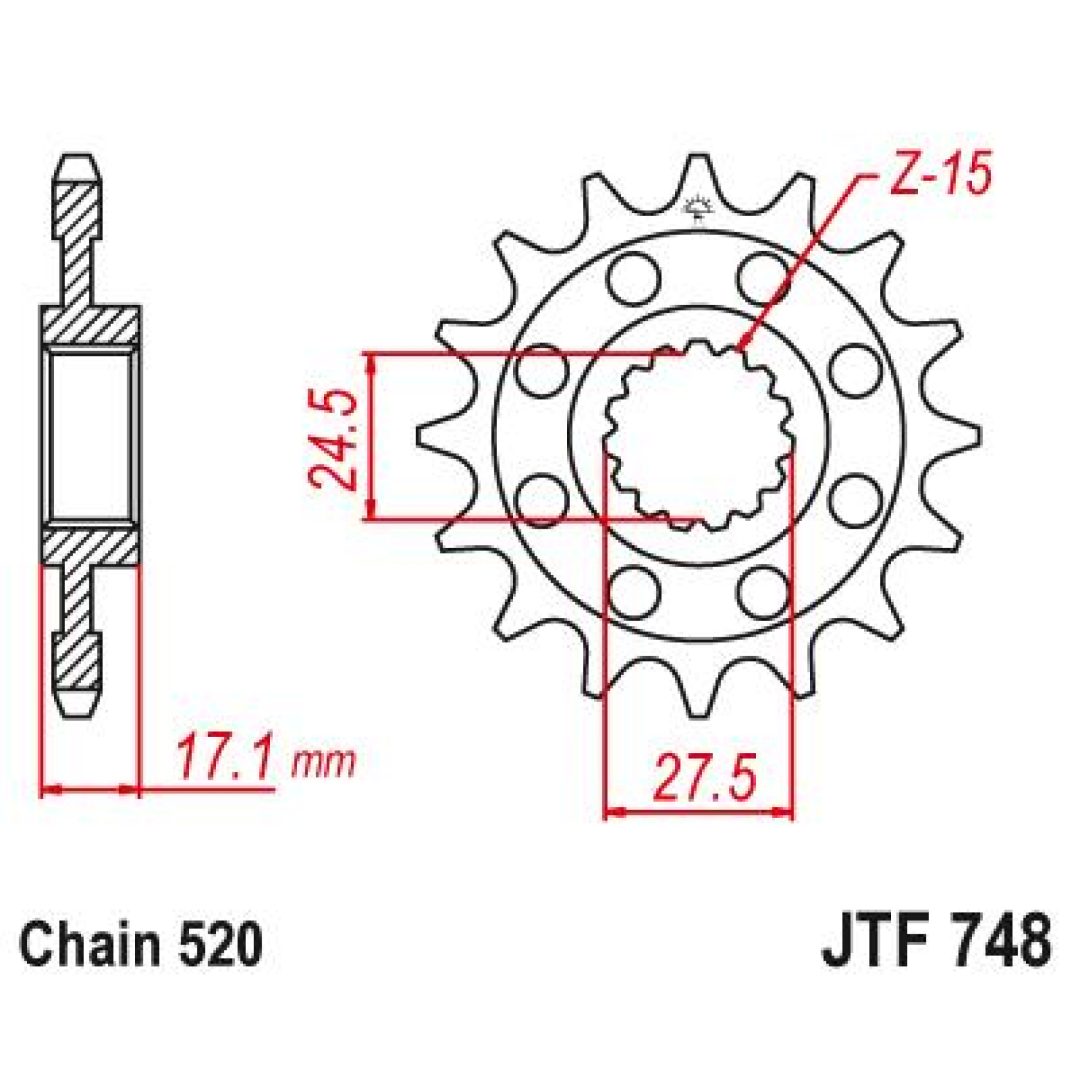 Framdrev Stål JT 15 kugg / 520 – bild 2
