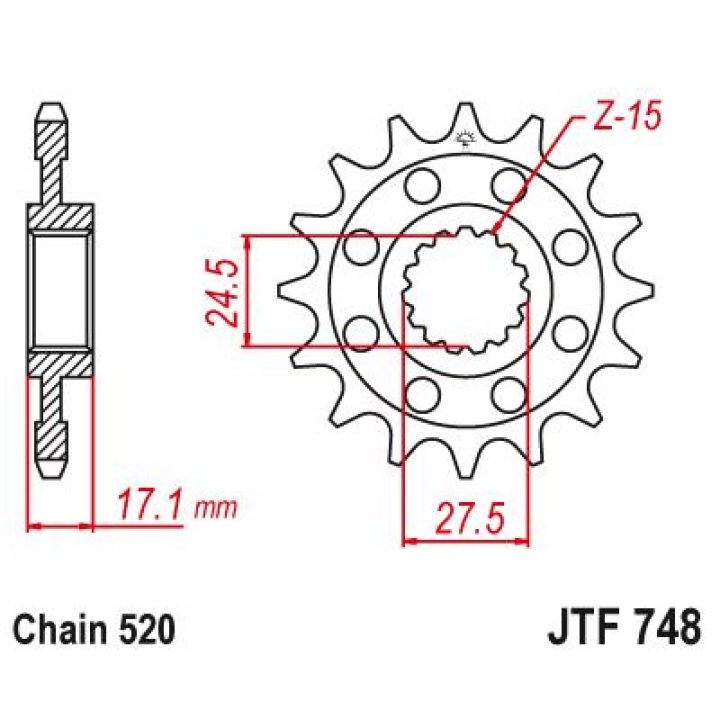 Framdrev Stål JT 15 kugg / 520 – bild 2
