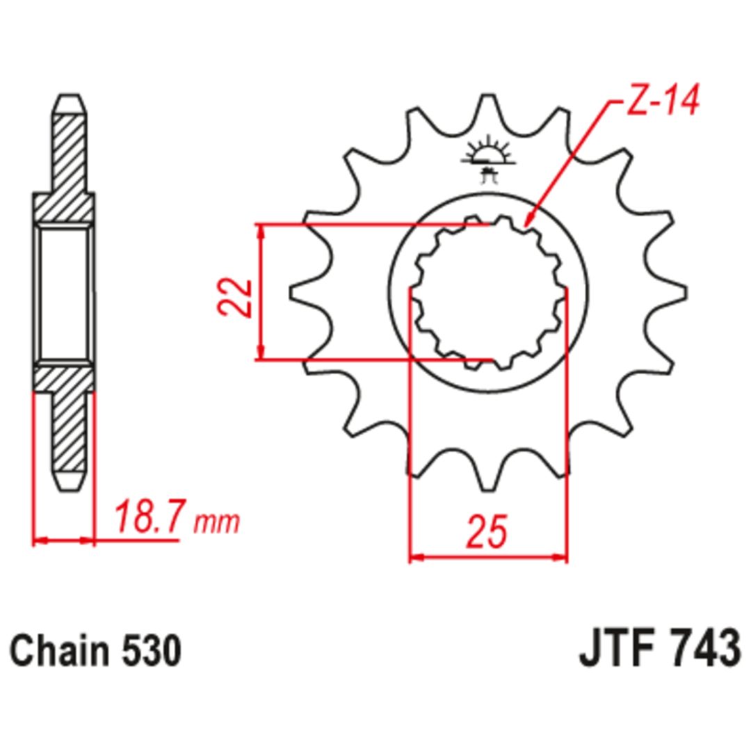 Framdrev Stål JT 15 kugg / 530 – bild 3