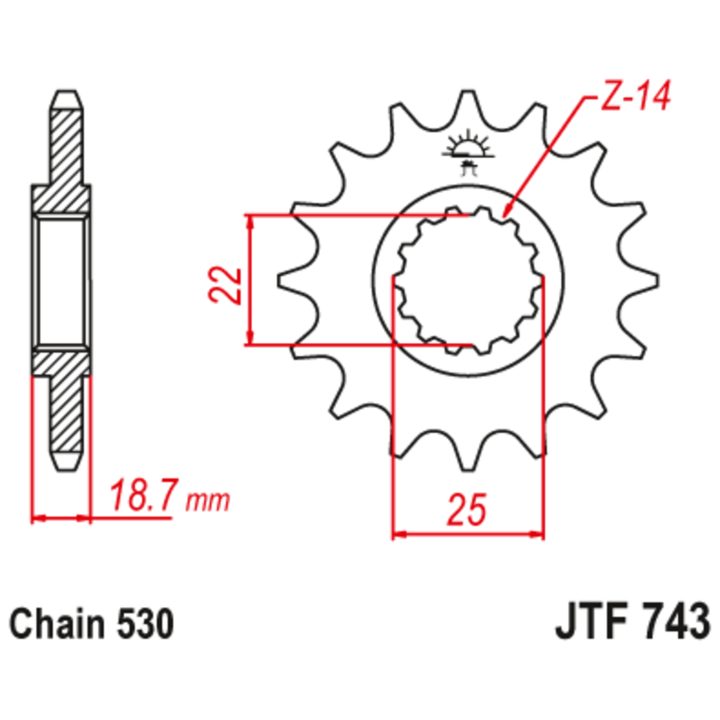 Framdrev Stål JT 15 kugg / 530 – bild 3