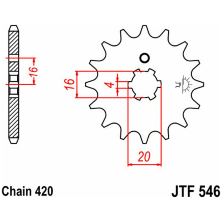 Framdrev Stål JT 15 kugg - Stål - Fram (420 kedja) – bild 3