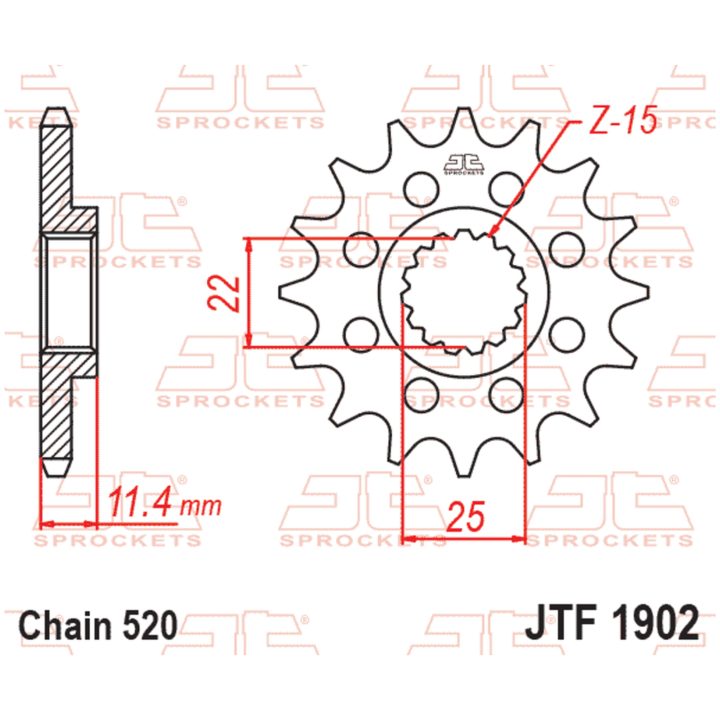 Framdrev Stål JT 15 kuggars 520 / RB – bild 3