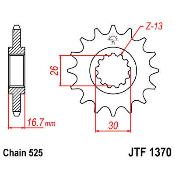 Framdrev Stål JT 16 Kugg / 525 – bild 2