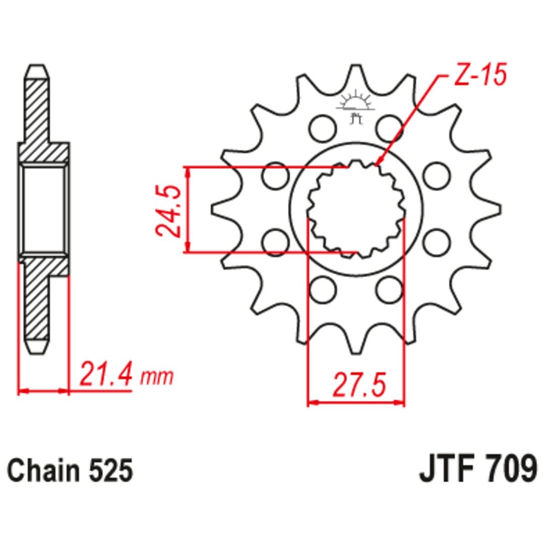 Framdrev Stål JT 16 kugg / 525 – bild 3