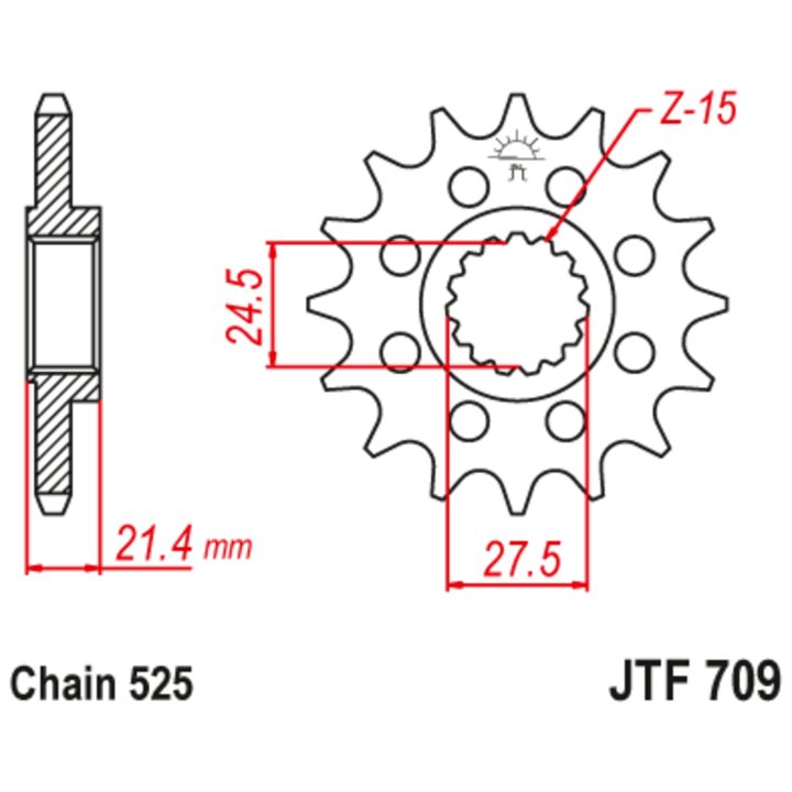 Framdrev Stål JT 16 kugg / 525 – bild 3