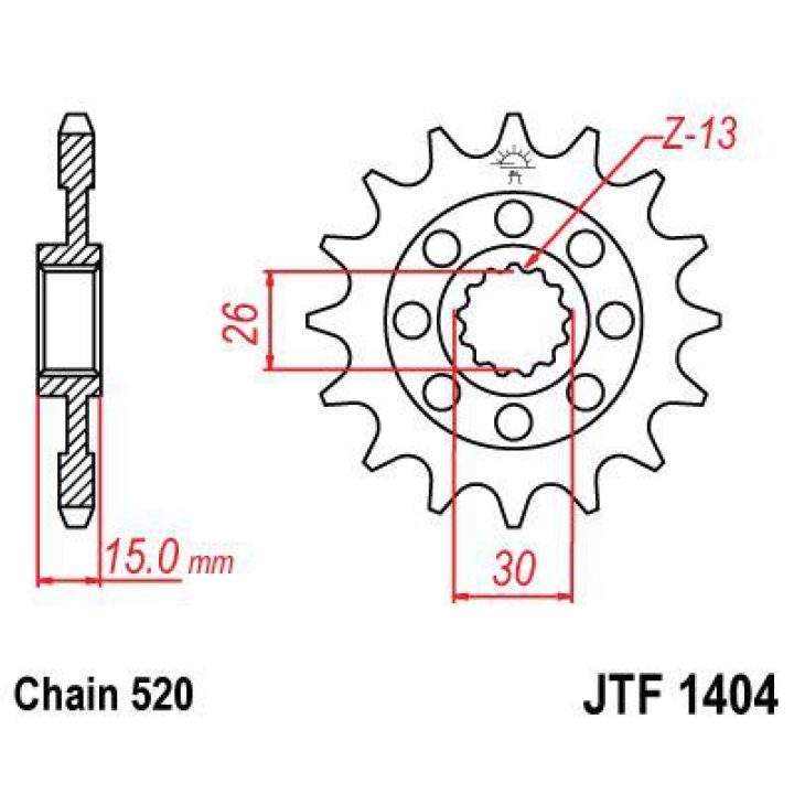 Framdrev Stål JT 17 Kugg / 520 – bild 2
