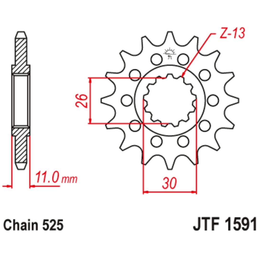 Framdrev Stål Ljudlöst 1591 JT SPROCKETS