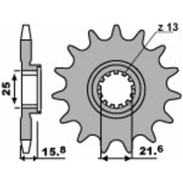 Framdrev Stål Standard PBR Kugg: 14 – bild 2