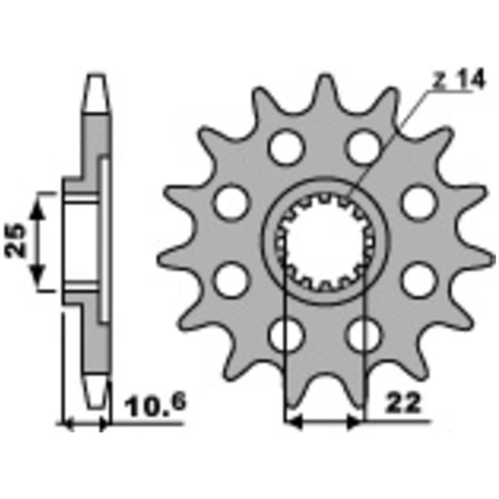Framdrev Stål Standard PBR Kugg: 14 – bild 2